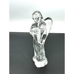 RARE Baccarat ANGEL w/ HARP Trumpet signed w/stamp Retired Nativity Scene 6.5”